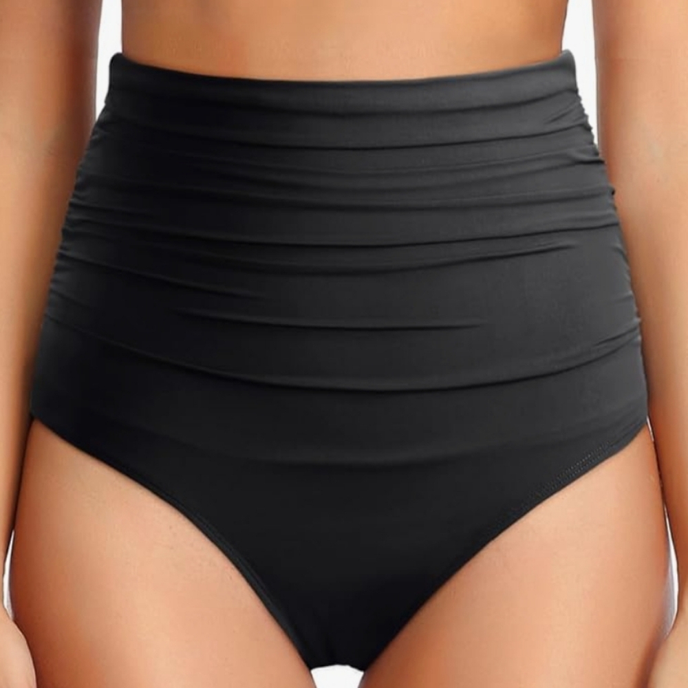 Tempt Me High Waisted Black Bikini Bottom Tummy Control Size XXL